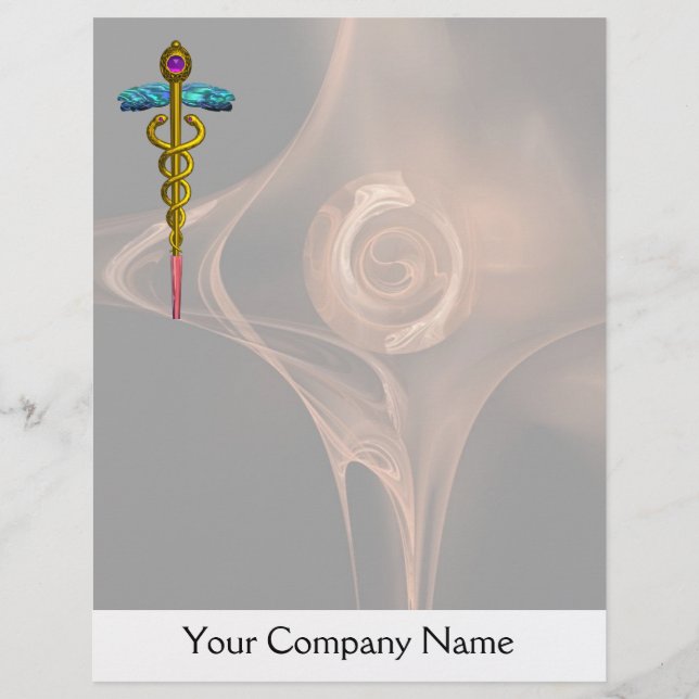 OR CADUCUS SYMBOLE MÉDICALE, Rose fractal Brown (Devant)