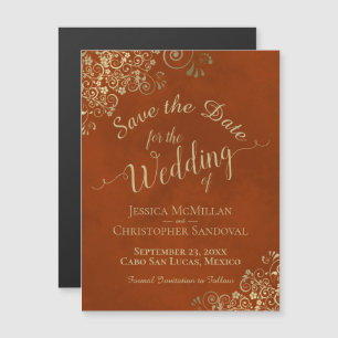 Or Calligraphie rouille Orange Enregistrer l'aiman