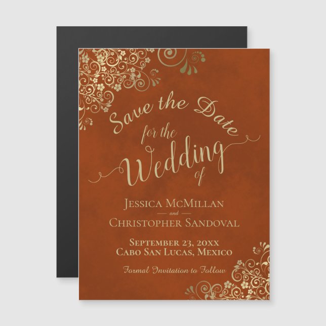 Or Calligraphie rouille Orange Enregistrer l'aiman (Devant / Derrière)