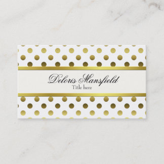 Or chic et carte de visite blanc de point de polka