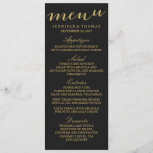 Or chic et menu noir de mariage