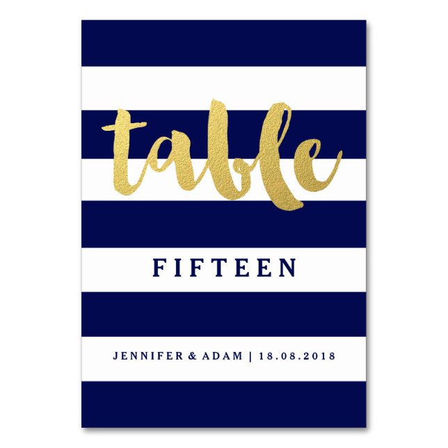Or chic | Numéros de table Gras Bleu Bande (Par défaut)