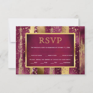 Or, coups de bordeaux, mariage confetti carte RSVP