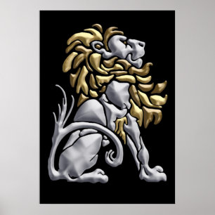Or d'art déco et lion d'argent
