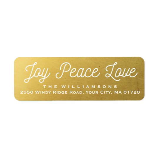 Or de coutume d'amour de paix de joie de Noël Étiquette D’adresse Retour
