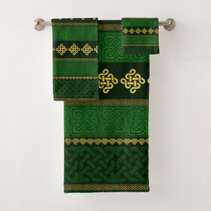 Or décoratif de noeud celtique et motif vert