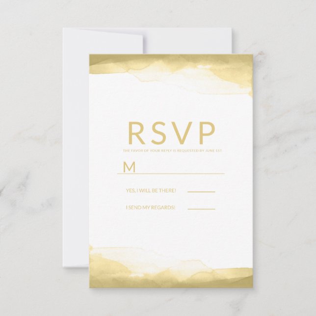 Or Dijon Mustard Aquarelle Mariage moderne RSVP (Devant)