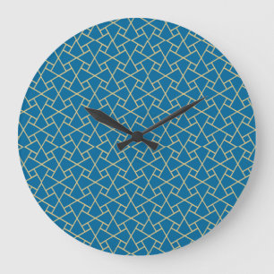 Or-effet, horloge murale islamique bleue de motif