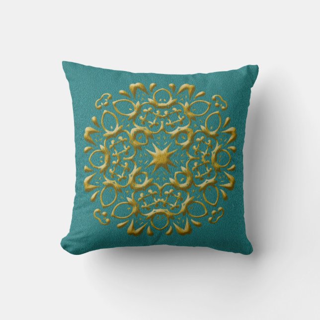 Or élégant et Coussin Turquoise (Recto)