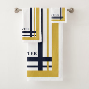 Or élégant et rayé de marine avec monogramme