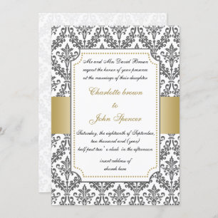 or élégant, invitation mariage damassé