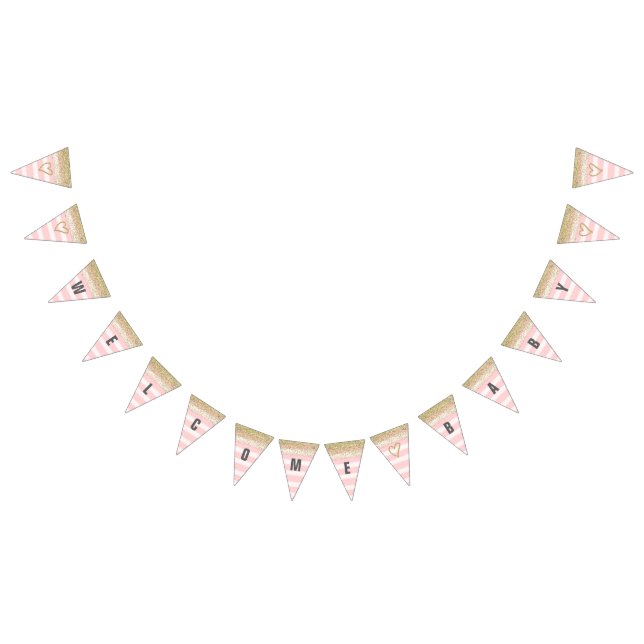 Or et bannière bienvenue de bébé de rose (Tout)