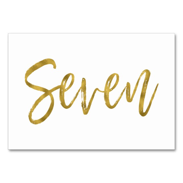 Or et blanc Élégant Numéro de table Sept (Devant)