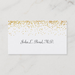 Or et carte de visite blanc de confettis