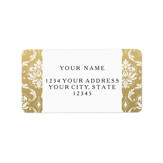 Or et damassé classique blanche étiquette d'adresse