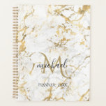 Or et Marbre blanc avec Monogramme noir<br><div class="desc">Design de luxe classique et élégant avec or et marbre blanc avec monogramme. Le modèle a été configuré,  vous n'avez donc qu'à ajouter votre nom pour compléter la conception.</div>