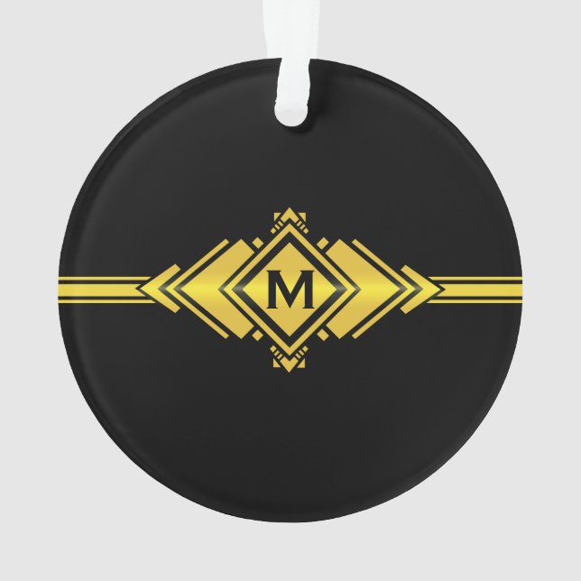 Or et monogramme noir de ceinture d'art déco (dos)