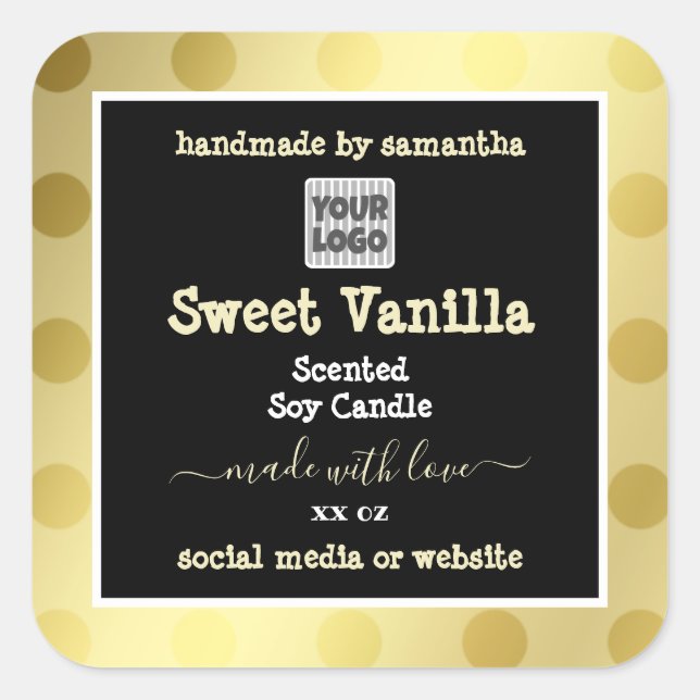 Or et noir avec logo Étiquettes d'emballage de pro (Devant)