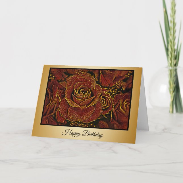 Or et Rose - Carte d'anniversaire (Devant)