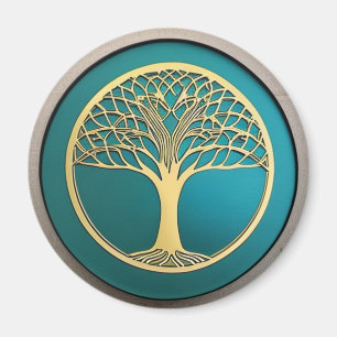 Or et Turquoise Arbre de vie Magnet