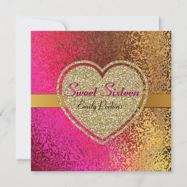 Or fascinant et invitation faite sur commande rose (Devant)