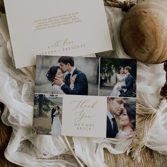 Or fin et crème délicat 4 modèle de photo Merci (Créateur téléchargé)