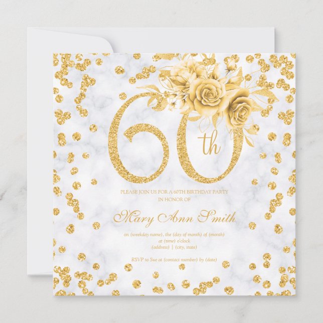 Or Floral 60e anniversaire Glam Marble (Devant)