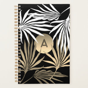 Or Initiales Feuilles De Palmier Tropical Or Noir