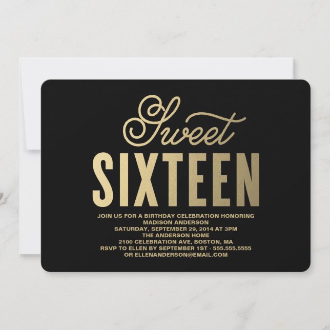 Or | Invitation Sweet sixteen (Devant)