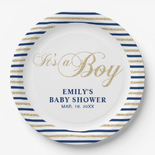 Or & Marine   Assiette de fête de baby shower mode