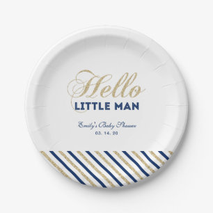 Or & Marine   Assiette de fête de Baby Shower Mode