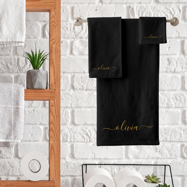 Or moderne en noir et or avec monogramme féminin p (Créateur téléchargé)