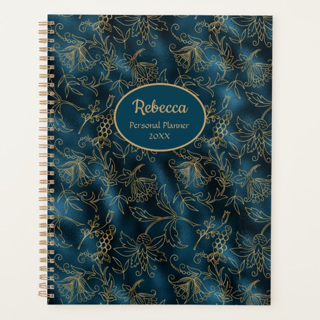 Or Moderne Floral Bleu Sarcelle Personnaliser (Devant)