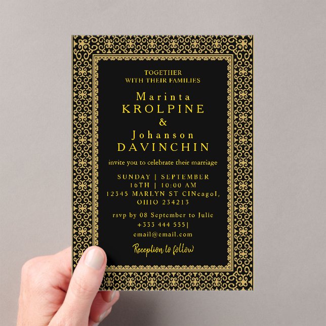 or Moderne Mariage Acrylique Invitations (In situ (ordinateur de poche))