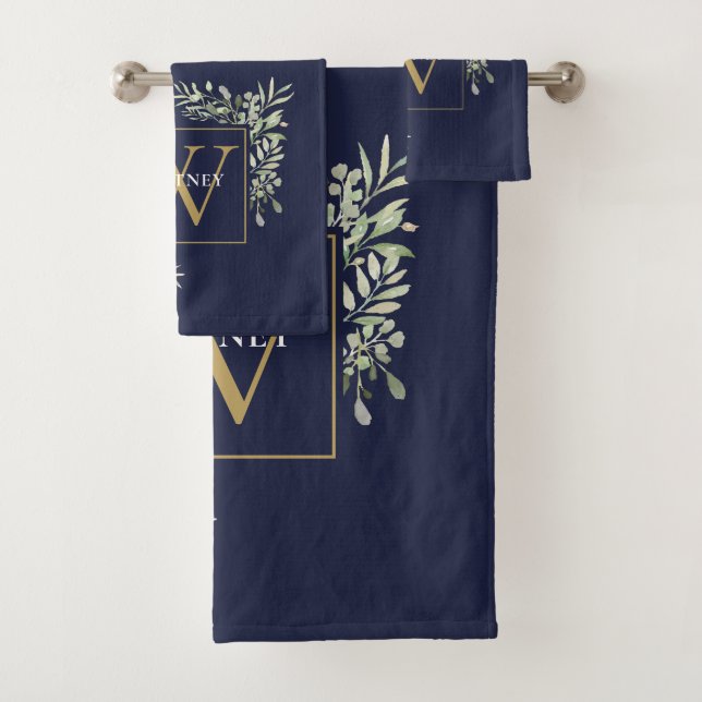 Or Monogramme Vert Floral Marine Bleu (En situation)