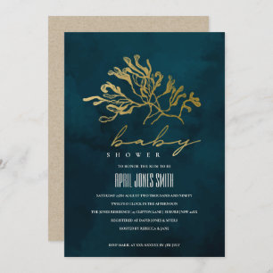 OR NAVY SOUS-MARINE ALGUES BABY SHOWER INVITATION