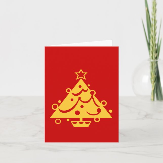 or noël arbre design graphique carte rouge (Devant)