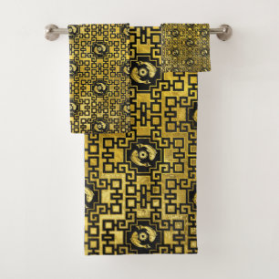 Or oriental de luxe sur le motif noir de poissons