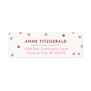 Or rose et étiquettes de adresse rouges de retour