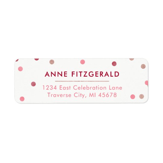 Or rose et étiquettes de adresse rouges de retour