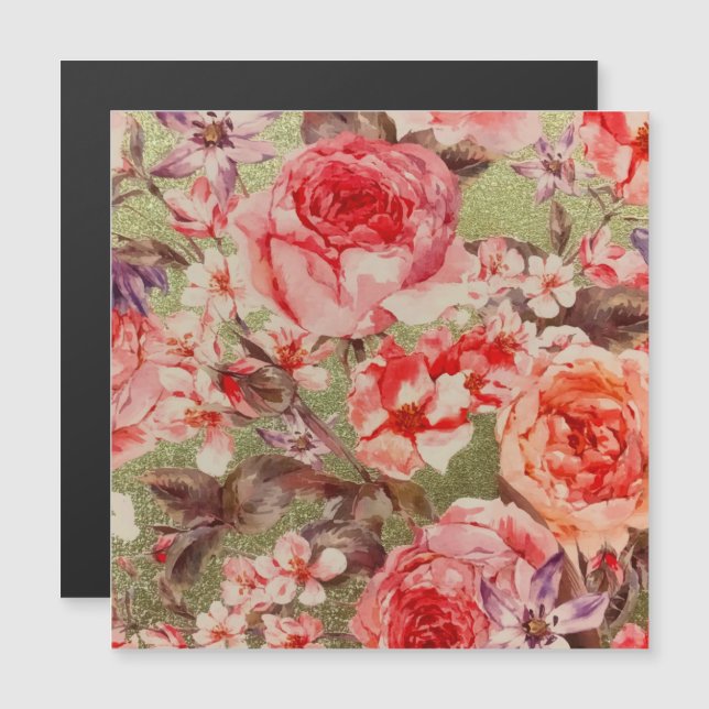 Or Rose Floral Fleur Raspberry Rose Aquarelle (Devant / Derrière)