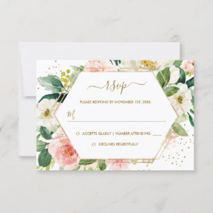 Or rose floral or mariage RSVP