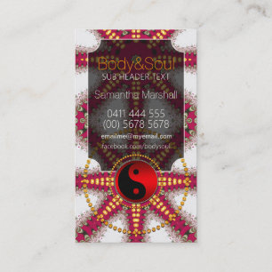 Or+Rouge sur blanc NewAge YinYang Carte de visite