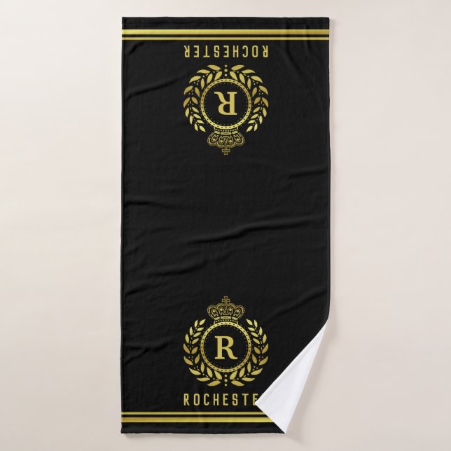 Or royal de noir de guirlande de laurier de (Serviette de bain)