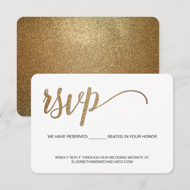 Or RSVP doré sans envoi par la poste Mariage Place (Devant / Derrière)