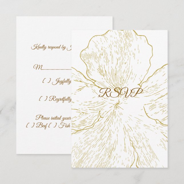 Or RSVP floral botanique doré (Devant / Derrière)