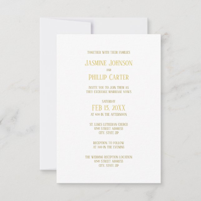 Or simple - Invitation Mariage/Réception 3x5 (Devant)