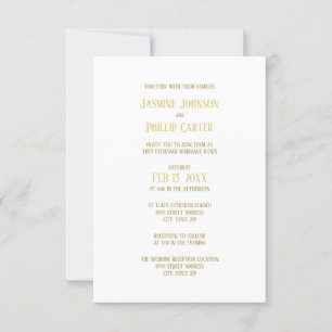 Or simple - Invitation Mariage/Réception 3x5