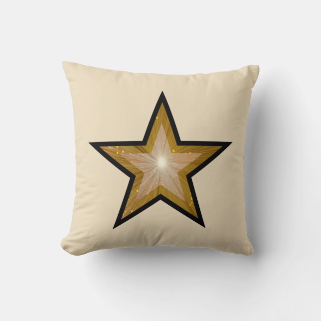 "Or" Star lancer oreiller crème carré noir dos (Recto)