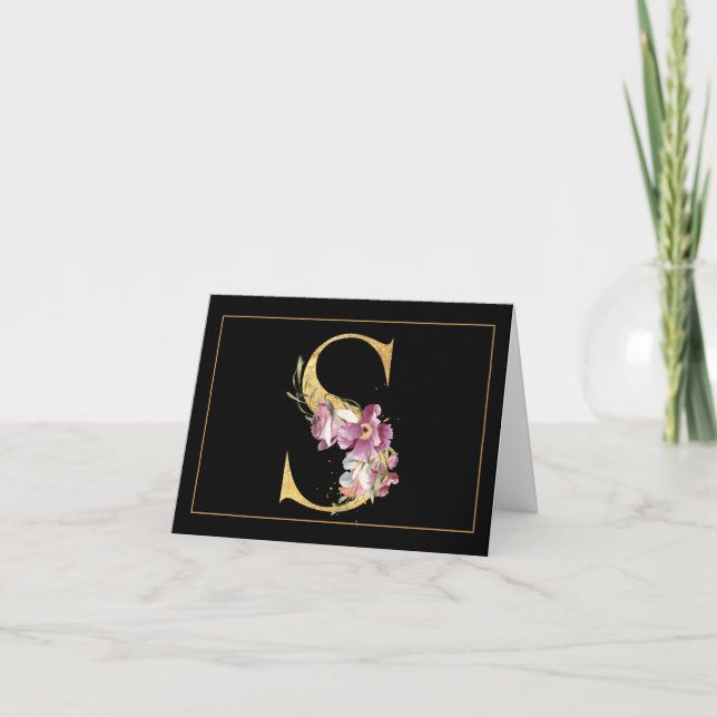 OR sur NOIR AVEC NIP MONOGRAMME FLORAL S (Devant)